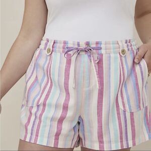TORRID | Pull On 5” Linen Blend Striped Drawstring Waist Shorts Women’s Size 18